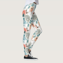 legging vintage de peônia floral