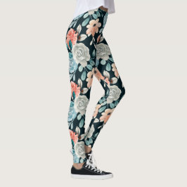 legging vintage de peônia floral