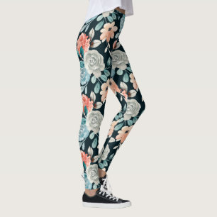 legging vintage de peônia floral