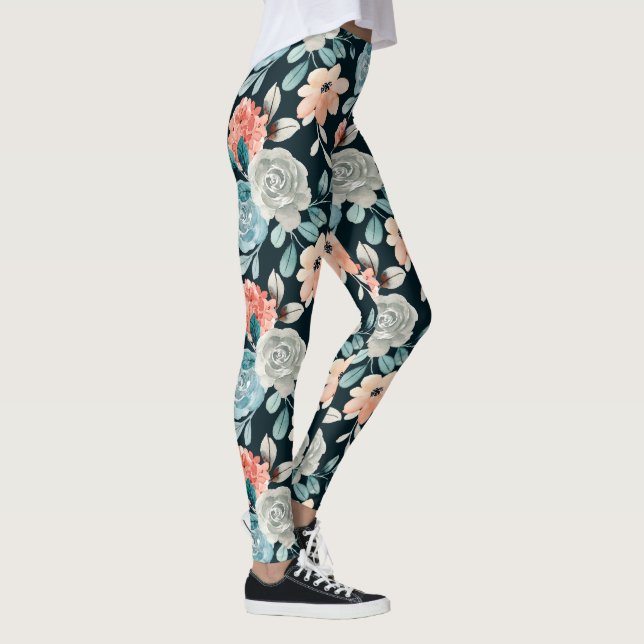 legging vintage de peônia floral (Direita)