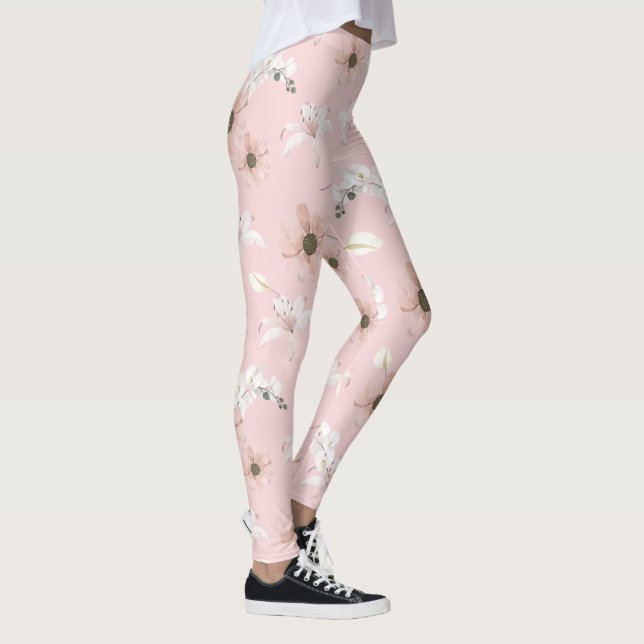 legging vintage de peônia floral (Direita)