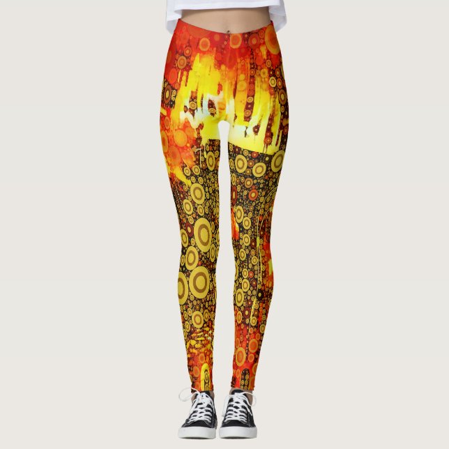 Legging Vintage Dourada Fire Abstrato (Frente)