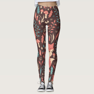 Legging Vintage Floral: Ilustração Sem Costura Elegante