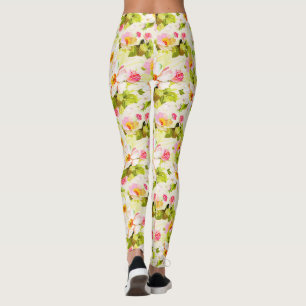 Legging Vintage Floral Patternos Rosas Peonies Yoga Leggin