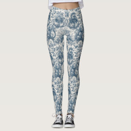 Legging Vintage floral Toile de jouy monograma azul