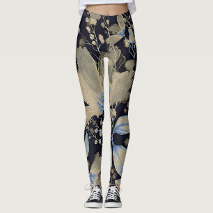 Legging Vintage Floral Watercolor: Fundo Preto
