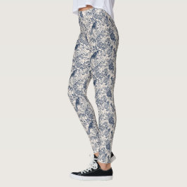 Legging Vintage French Blue Toile Fleurie
