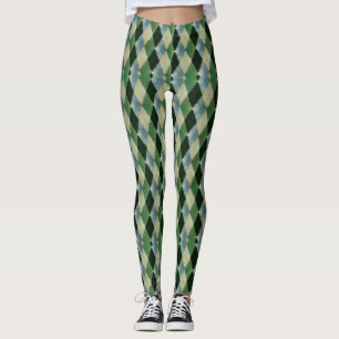 Legging Vintage Green Beige geometrics Rua padrão Patrick