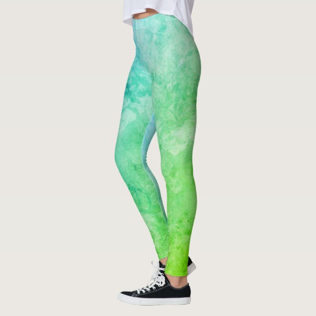 Legging Vintage Green e Blue Rainbow Design (Esquerda)