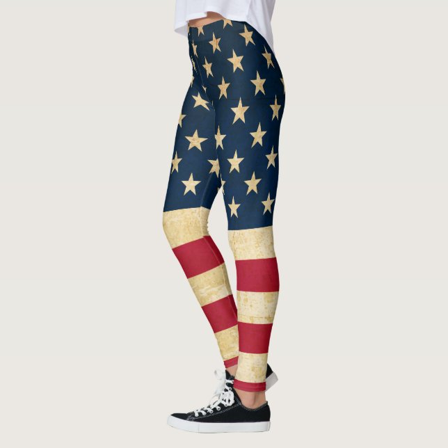 Legging Vintage Grunge Stylized American Flag (Esquerda)