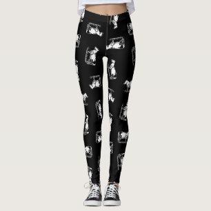 Legging Vintage Holstein Impressão Padrão Vacas Antigas