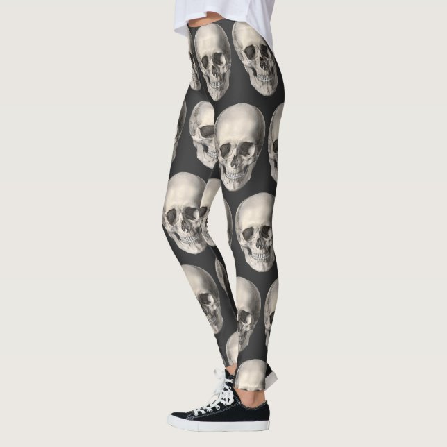 Legging Vintage Human Anatomy Skull, Halloween Skeleton (Esquerda)