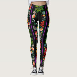 Legging Vintage Indian Boho Floral Black