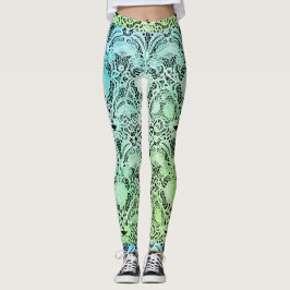 Legging Vintage Lace em Azul Claro e Verde limão