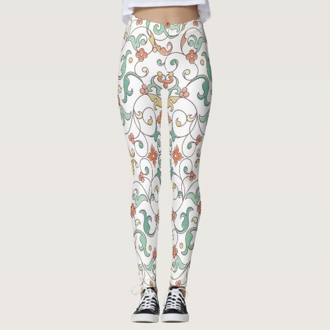 Legging Vintage Line Art Eastern Ornament (Frente)