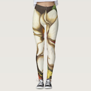 Legging Vintage Magnolia Flowers Planta Com Sementes
