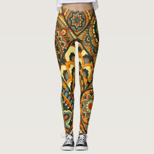 Legging Vintage Motifs Islâmicos, decorativo sem soldadura