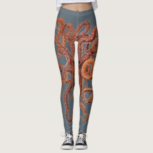 Legging Vintage Octopus Macropus, Animais Aquáticos Marinh