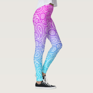 Legging Vintage paisley branco em cor rosa a azul