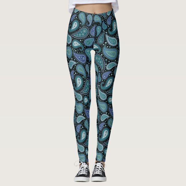 Legging Vintage Paisley Linda Teia Azul (Frente)