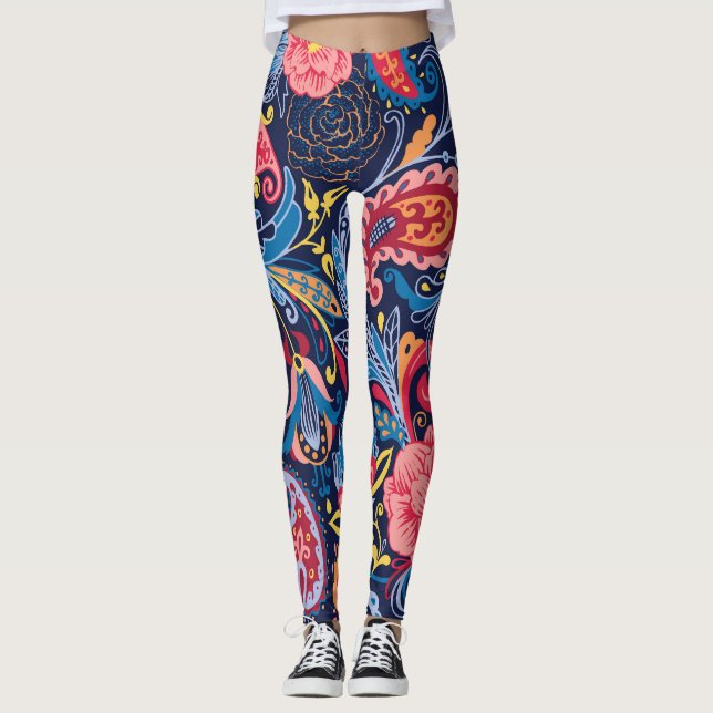 Legging Vintage Paisley Seamless Pattern Design (Frente)