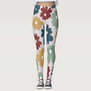 Legging Vintage parece padrão floral cores mistas verde