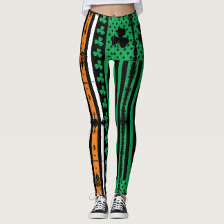 Legging Vintage Patrick Green Irish Flag Clover Shamrock L