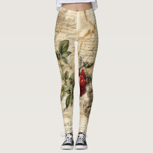 Legging Vintage - Pergaminho - Carta de Amor com Flores (9