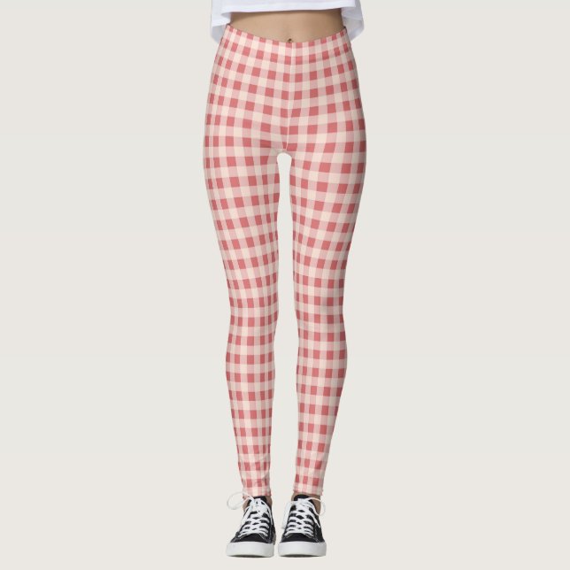 Legging Vintage Pink Gingham - Padrão sem costura (Frente)