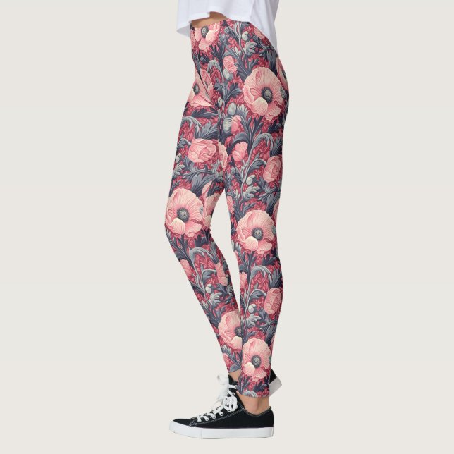 Legging Vintage Pink Poppies Floral (Esquerda)