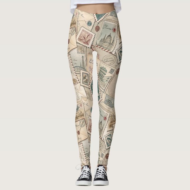 Legging Vintage Postage Stamps (Frente)
