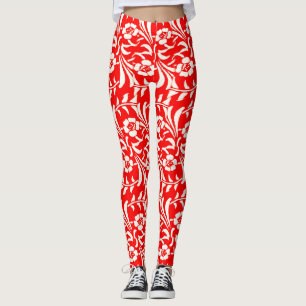 Legging Vintage Red and White Floral