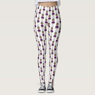 Legging vintage retro jogador de futebol preto roxo simple