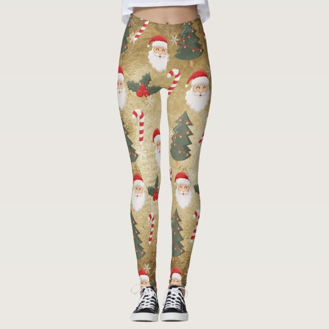 Legging Vintage Santa Claus Pattern (Frente)