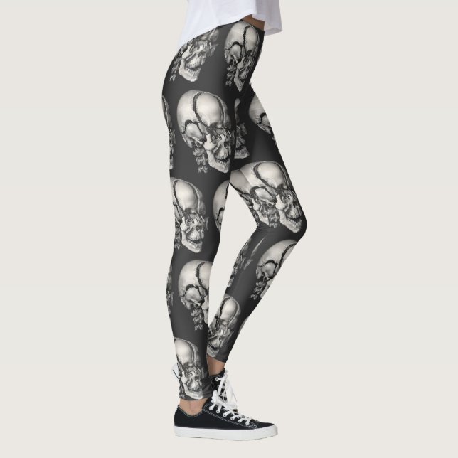 Legging Vintage Science Human Anatomy, Antique Skull (Direita)