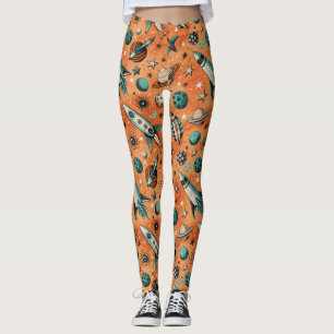 Legging Vintage Spacecraft Rocket ships Pattern - Cosmos(5
