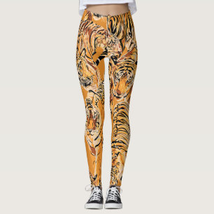 Legging Vintage Tiger Safari Wildlife Patterno