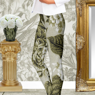 Legging Vintage Toile floral No.1 da verde azeitona