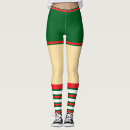 Legging Vintage Trendage Holiday Elf Green White Red