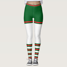Legging Vintage Trendage Holiday Elf Green White Red