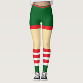 Legging Vintage Trendage Holiday Elf Green White Red