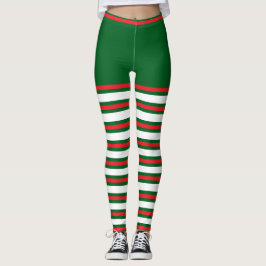 Legging Vintage Trendage Holiday Elf Green White Red
