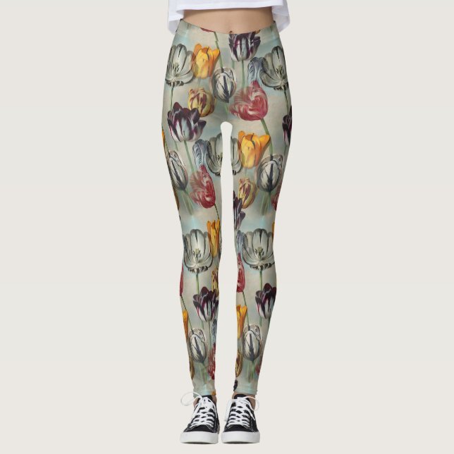 Legging Vintage Tulips Padrão Floral Botânico (Frente)