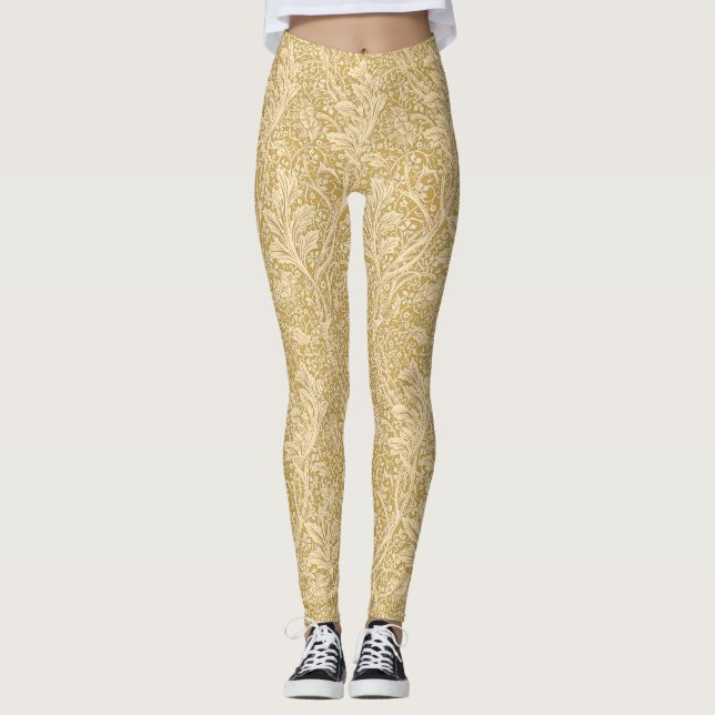 Legging Vintage William Morris Arcadia Gold Sem Costura (Frente)
