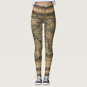 Legging Vintage World Map Atlas Histórico
