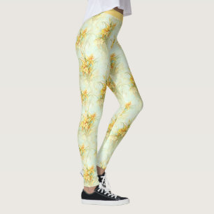 Legging Vintage Yellow Daffodil Flor Yoga