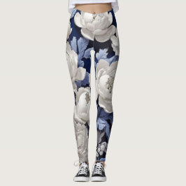 Legging Vintagem Azul E Branca