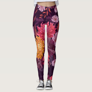 Legging Vintagem Floral: Esplendor do Jardim do outono