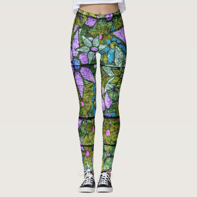 Legging Violet Mint Green Floral #2 (Frente)