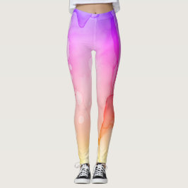Legging Violeta abstrata Ombre do rosa da aguarela do *~*